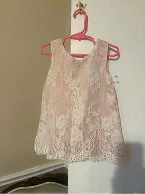 Max Studio Light Pink Lace Overlay Tank Top for Girls